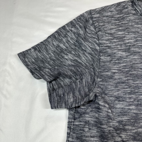 Vince Mens XL Cotton Blend Stripe Henley Tee Shirt Black Gray T Shirt - Picture 6 of 13