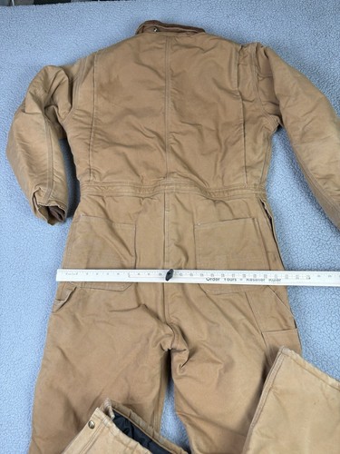 VTG Carhartt Coveralls 44 Regular R68QZR Tan Quilted Lining Hood Union Workwear - Picture 17 of 24