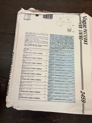 Vogue for Living 2459 Sewing Pattern Band Boxes Vintage 1990 Uncut - Picture 4 of 6