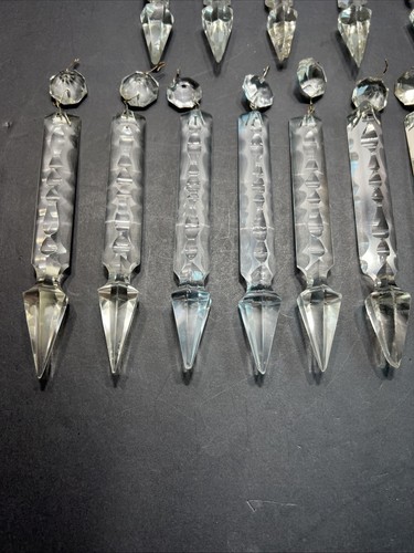 Antique Clear Crystal Prism Pendant, 7“Chandelier Part 15pc - Picture 5 of 9