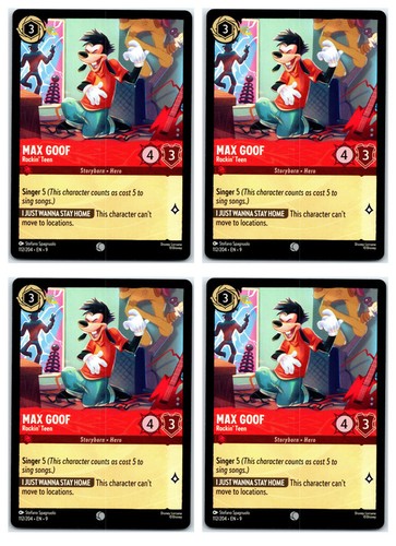 #112 Max Goof - Rockin' Teen Common Ruby PLAYSET x4 Disney Lorcana Fabled 4x