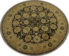 Floral Round Ziegler Oriental Rug 4x4 in Rich Color Tones Wool Hand-made Carpet