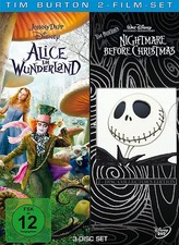 Tim Burton 2 Film Set (3 DVD) Alice im Wunderland, Nightmare before Christmas Co