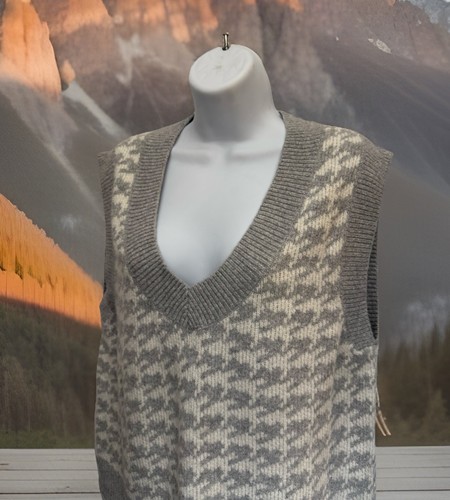 ABERCROMBIE FITCH Sweater Vest Women M Sleeveless Houndstooth Soft Knit Cottage - Picture 5 of 12