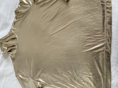 H&M ASO Trinny Metallic Gold Shimmer Polo Turtleneck Roll Neck Top Size XL - Picture 7 of 18