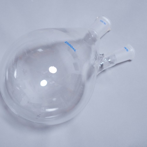 2000 ml Laborglas 2-Hals Auberginenform Flachboden / Rundboden 24/40  - Bild 7 von 11