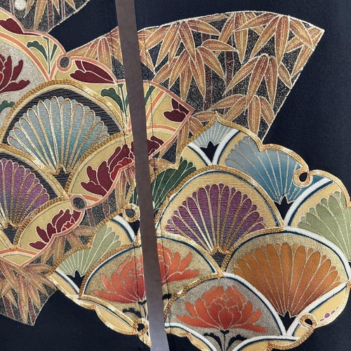 Seidenvorhang Noren schwarz Fächermuster 123 x 126 cm Japan - Bild 5 von 11