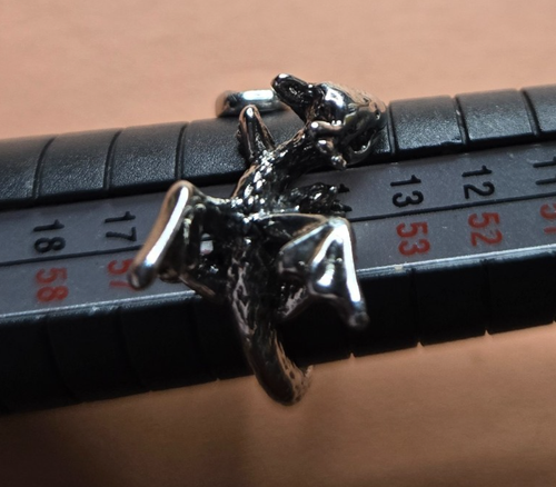 Dragon Ring Statement Silver Tone Cool Fashion Wrap Around Adjustable - Picture 9 of 9