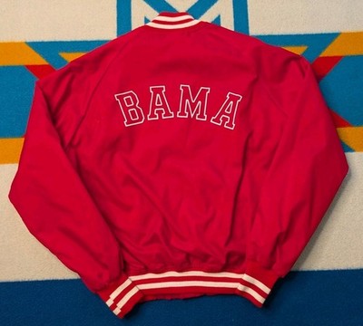 Vintage Alabama Crimson Tide Bomber Jacket BAMA Made In USA Lined Red Medium