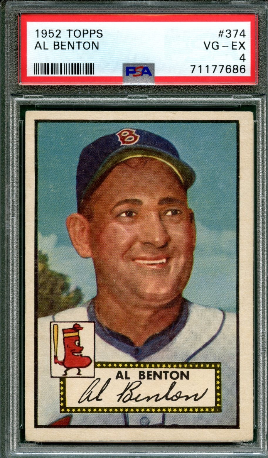 1952 Topps #374 Al Benton PSA 4 Recently Graded CENTERED