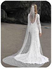 Cathedral Wedding Veils Long Pearl Veil with Comb White Bride Veils 1 Tier