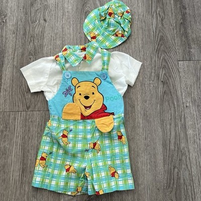 Vintage Disney Daisy Kingdom Winnie The Pooh Baby Boy 3 Pcs Romper Outfit Sz 6M