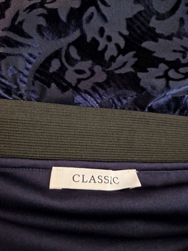 M&S Ladies Long Midnight Blue Velvet Damask Skirt Size 18 Goth Witchy Gorgeous - Picture 8 of 10
