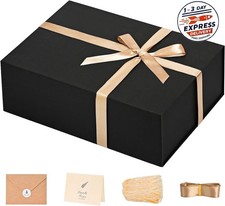 Caja de regalo de 13,5 x 10 x 4 pulgadas, tapas magn ticas, color negro, cart n