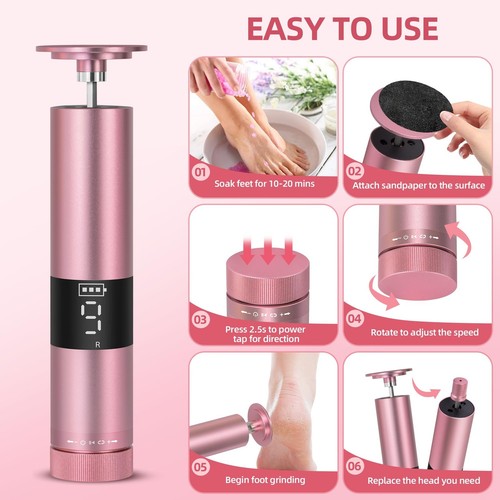 Electric Foot Callus Remover & Nail File - 2-in-1 Pedicure Foot File Kit with... - Picture 5 of 6
