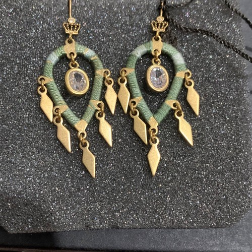 Juicy Couture Pam Gela Blue Dreamcatcher Gold Dangling Charm Earrings - Picture 3 of 5