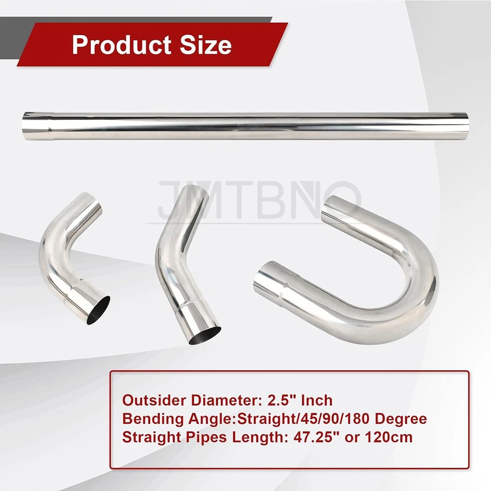 For Oldsmobile Cutlass 2.5" Straight Bend Custom Mandrel Exhaust Pipe Kit 8PCS - Image 2 of 4