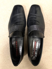 Prada Men  s Black Leather Loafers  Made in Italy   Size 8