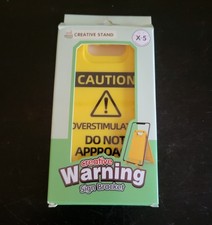Cell Phone Stand 5.5" w/ Mirror Caution Sign Desk Kickstand - NEW