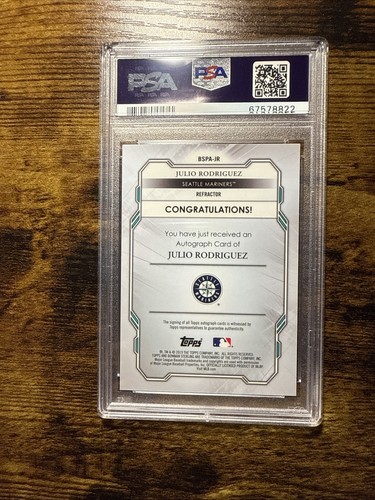 2019 BOWMAN STERLING JULIO RODRIGUEZ AUTO ROOKIE REFRACTOR /150 PSA 10 - Picture 2 of 2