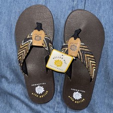 Yellow Box Flip Flops Naadiya Womens 8.5 Brown Mellow Mat Flat Low Heel New