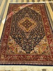 Silk-Feel Shiny Rug 147x227cm Floral Star Medallion Navy/Red/Black
