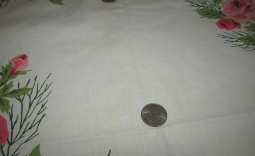 Vtg 50s Printed Tablecloth Rectangle w/Pink Flowers 52"x64" - Picture 16 of 18