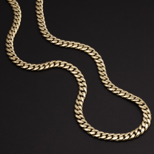 14K Yellow Gold 7mm Miami Cuban Link Chain Box Lock Necklace All Sizes - Picture 8 of 9