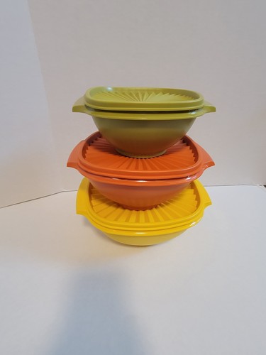 Vintage Tupperware Servierschüssel SET Ernte gelb orange grün 836 838 840 - Bild 12 von 12