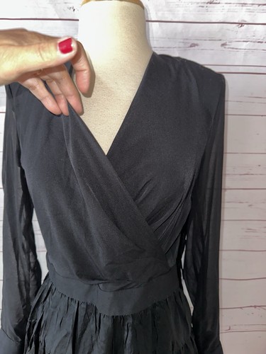 SANDRO Size 40 Ginette Long Sleeve Tiered Skirt Mini Dress Black NWT $445 - Imagen 8 de 19