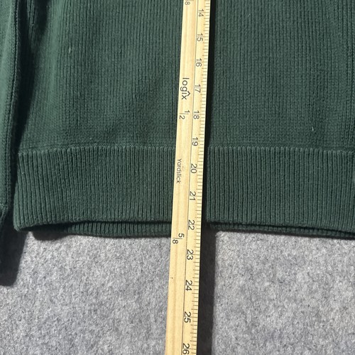 Vintage Polo Ralph Lauren Green Chunky Knit Full Zip Up Sweater Youth Medium - Picture 6 of 8