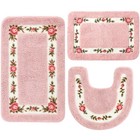 3 Pcs Rose Flowers Bathroom Rugs Set Coquette Room Decor Floral Carpet for Ba...