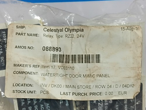 AEG Typ RZ22 Relay 24VDC VDE0110 250V~ Watertight Door Mimic Panel - Picture 6 of 19