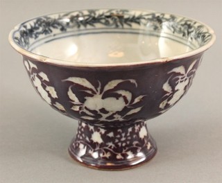 15thC Antique Chinese Ming Dynasty YongLe Mark & Period Purple Glaze Stem Bowl