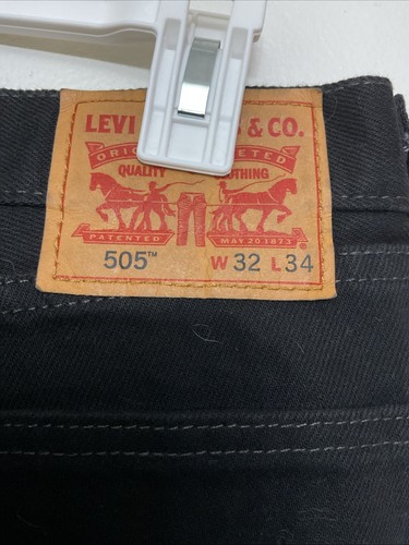 Levis 505 Jeans Hombre 32x34 Negro Rojo Pestaña Regular Recto Algodón - Imagen 13 de 23