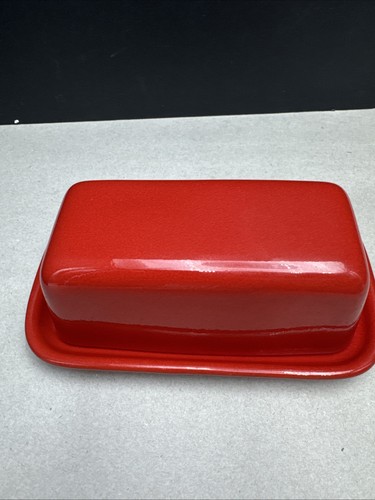 Plato de mantequilla cubierto vintage Waechtersbach colores lisos rojo 1/4 libra - Imagen 2 de 13