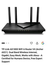 TP-Link AX1800 WiFi 6 Router V4 Archer AX21 Dual Band Wireless Internet Router
