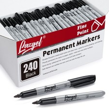 Permanent Markers Bulk, 240 Pack Fine Tip Black Permanent Markers, Waterproof...