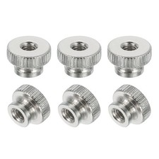 6Pcs Knurled Thumb Nuts, M4x8mm Carbon Steel Nut Iron Round Knobs Silver