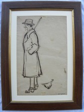 Aroldo Bonzagni (Cento 1887-Milan 1918) bourgeois with hat and stick cm30x19