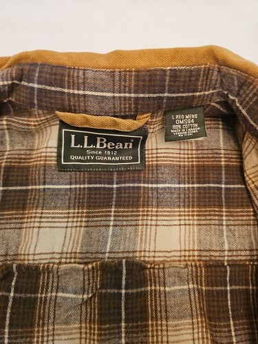LL Bean Shacket Herren L Reg Canvas Arbeitshemd Jacke Flanell gefüttert braun Druckknopf - Bild 5 von 8