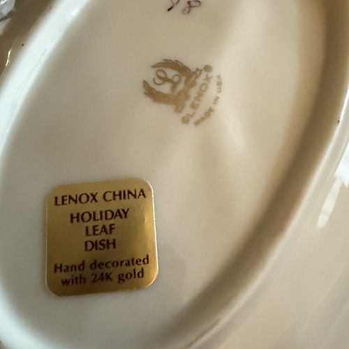 3 Pc Lenox Holiday Holly Berry China Leaf Tray Small & Treat Bowls 24K Gold Rim - Picture 9 of 14