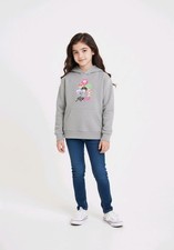 KPop Demon Hunters Saja Boys Heather Gray Long Sleeve Hoodie-Large Girls NWOT 