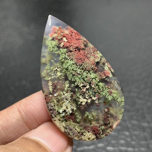 Scenic Moss Agate Cabochon 44.5x27x6mm High Quality 50 ct - Picture 3 of 5