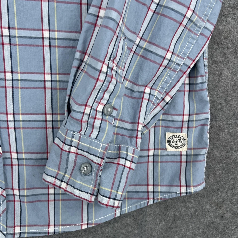 Camisa Buffalo David Bitton Para Hombres XL Azul Rojo Cuadros Western Abotonada Manga Larga Foto 4 de 4