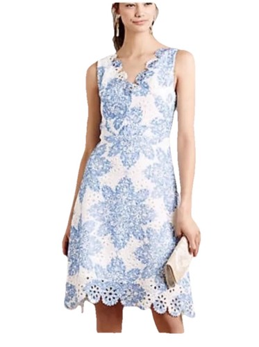 Anthropologie Eva Franco Scallop Star Flower Lace Eyelet Dress Sz 4 $198 - Picture 2 of 12