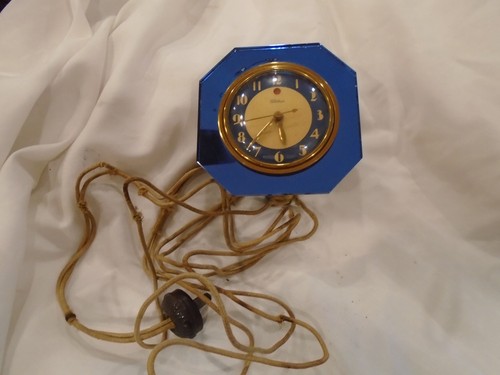 Vintage Telechron Art Deco Modell "Iris" blau Spiegel elektrische Uhr ungeprüft 3F65 - Bild 2 von 9