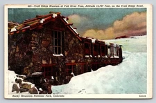 Vintage Linen Postcard Trail Ridge Museum Rocky Mountain NP Colorado