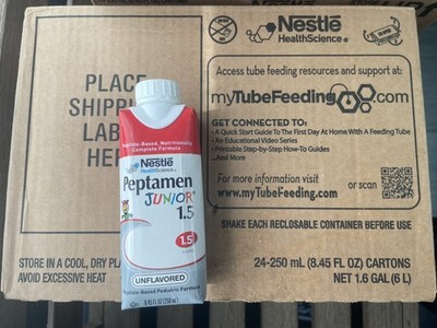 24 Count Nestle Peptamen Jr 1.5 Unflavored Case Oral or Tube Feed exp SEP 2026