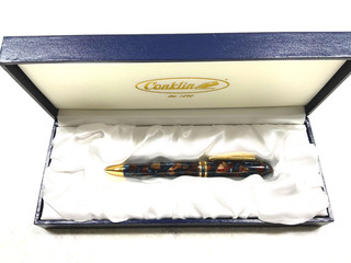 Ballpoint Conklin “Symetric” pen in marbled blue/brown resin with box